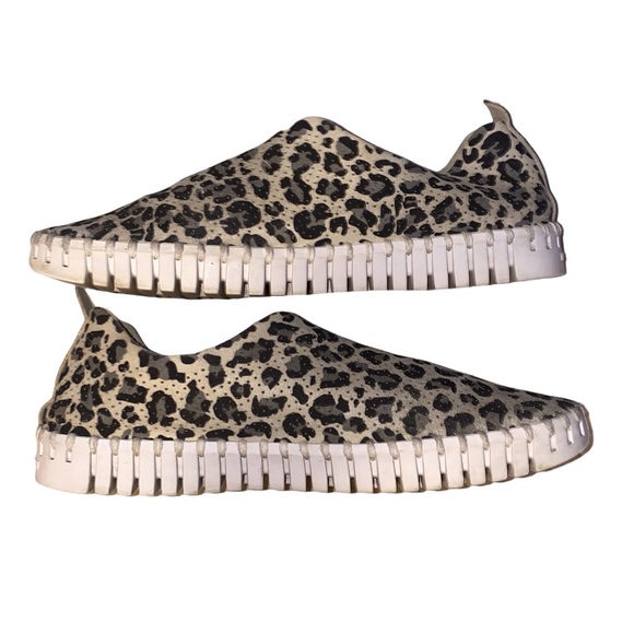 Ilse Jacobsen Tulip Perforated Latte Leopard Print Slip-On Shoes 37 6.5-7 - Picture 2 of 13